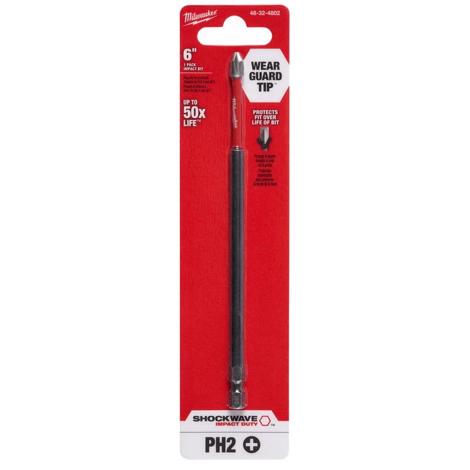 Milwaukee Shockwave Phillips #2 X 6 in. L Screwdriver Bit Steel 1 pc