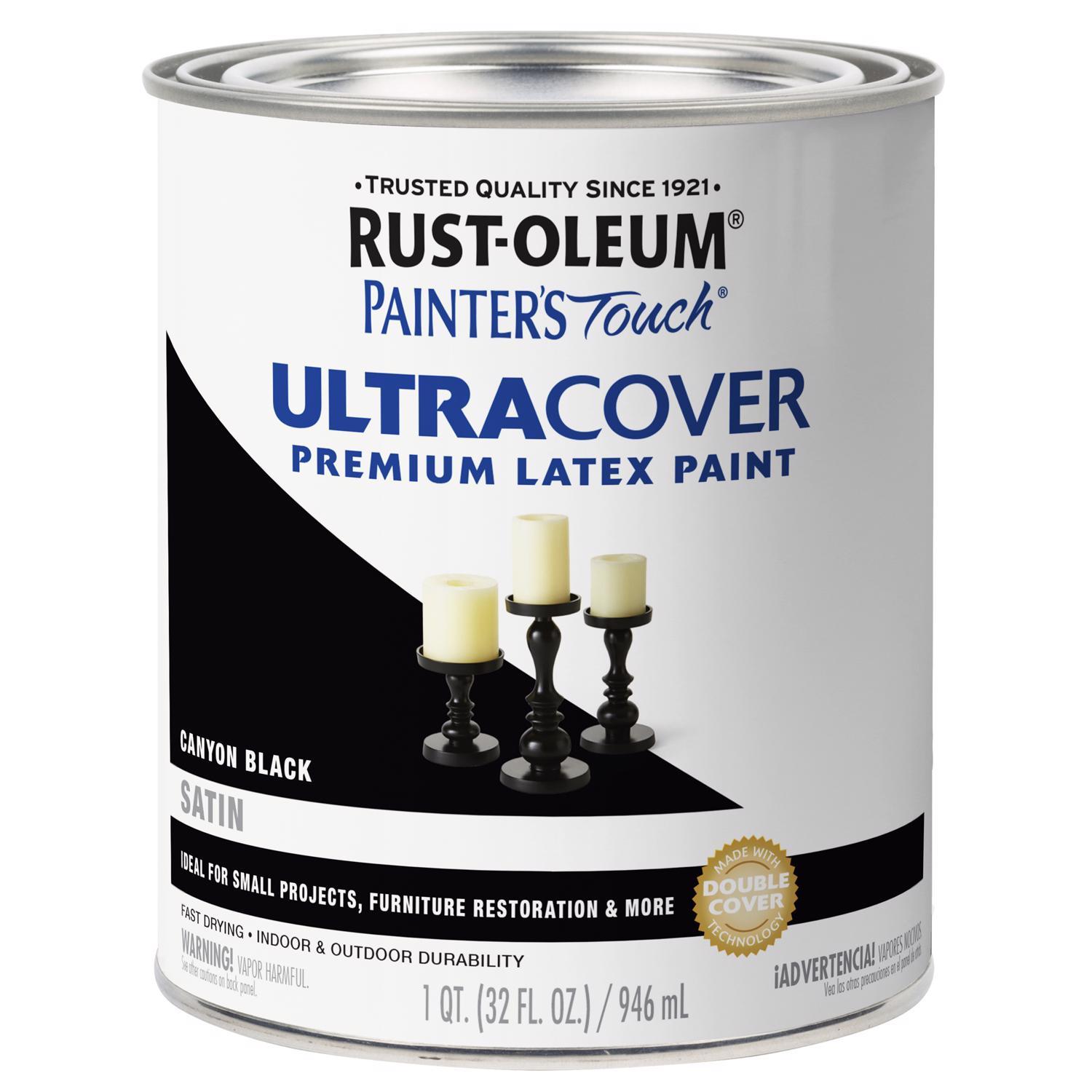 Rust-Oleum Painters Touch Satin Canyon Black Paint Exterior and Interior 1 qt