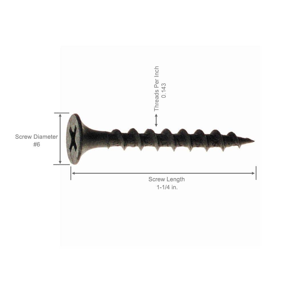 Grip-Rite No. 6 wire X 1-1/4 in. L Phillips Coarse Drywall Screws 5 lb 1290 pk