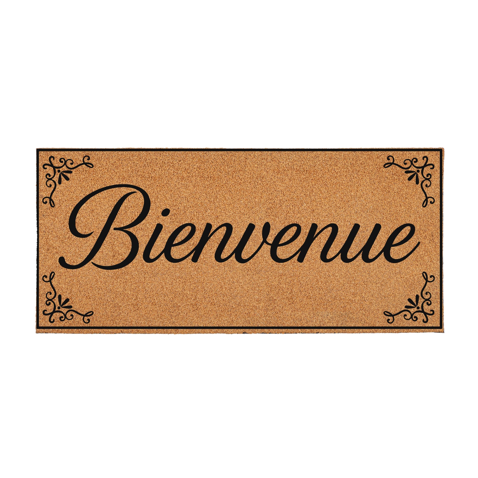 Evergreen Canada Strong Bienvenue Flocked Coir Sassafras Switch Mat, Filigree, 22 in. x 10 in.