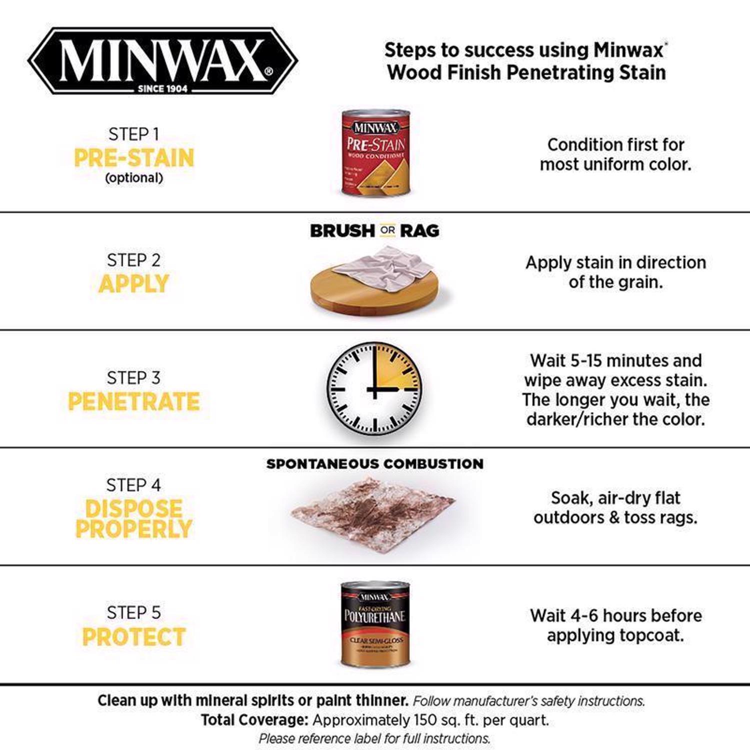 Minwax Wood Finish Semi-Transparent True Black Oil-Based Penetrating Wood Finish 1/2 pt