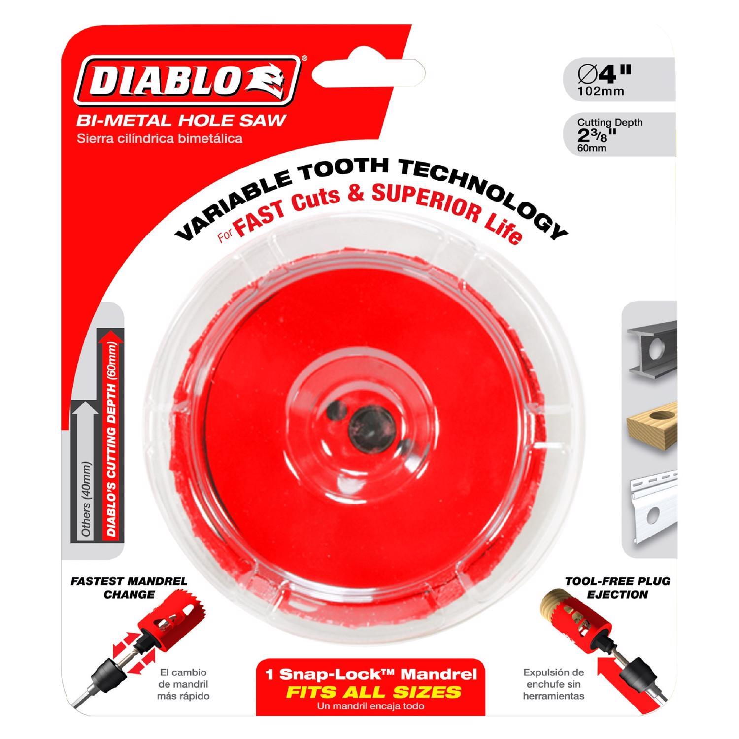 Diablo Snap-Lock Plus 3-5/8 in. Bi-Metal Hole Saw 1 pc