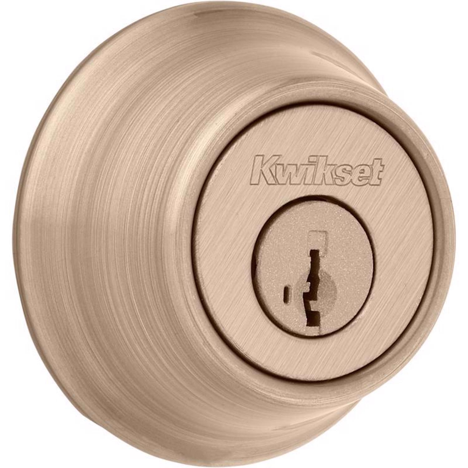 Kwikset SmartKey Security Antique Brass Metal Single Cylinder Deadbolt