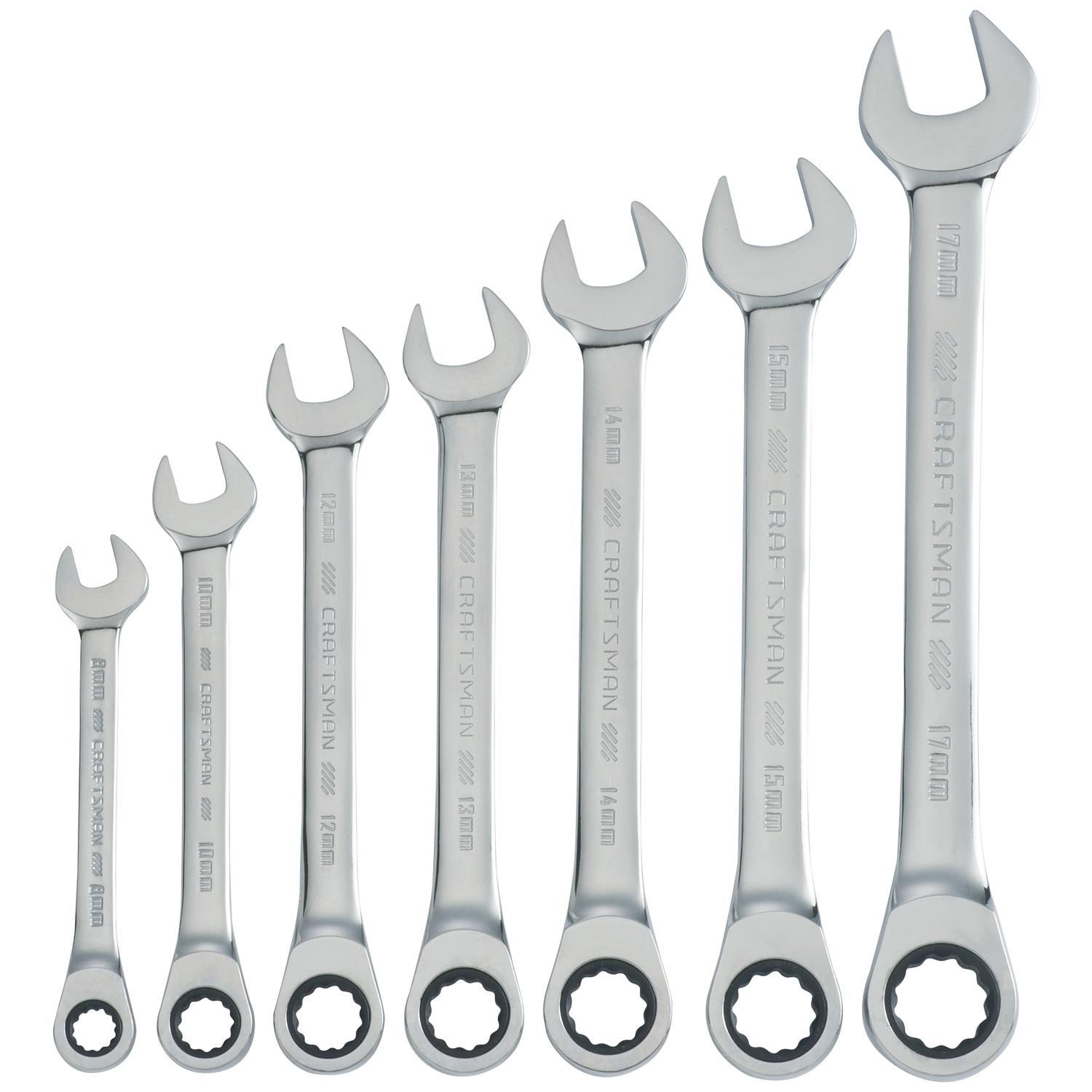 CRAFTSMAN 12 Point Metric Ratcheting Combination Wrench Set 7 pc