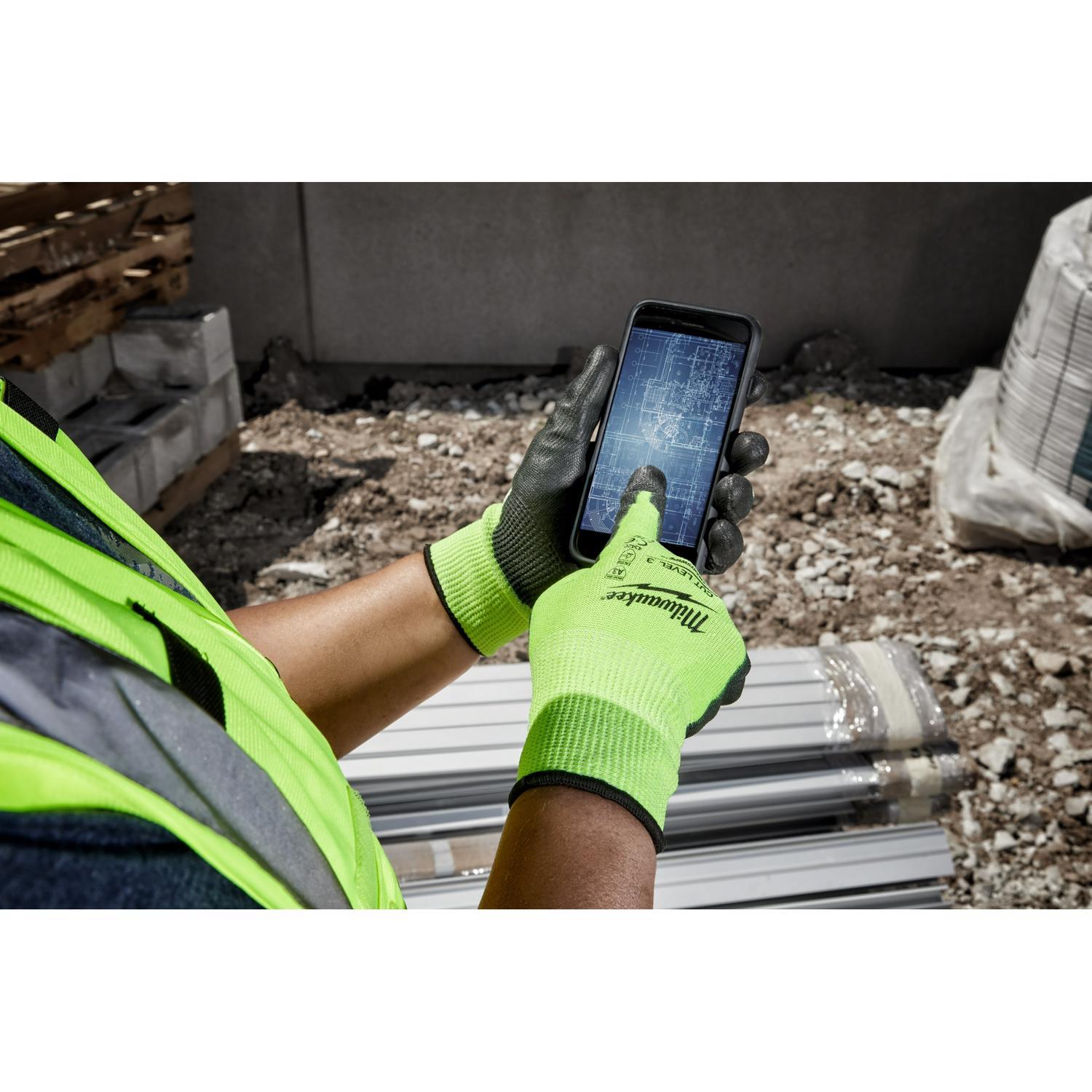 Milwaukee Men's Dipped Gloves Hi-Vis Yellow M 1 pair