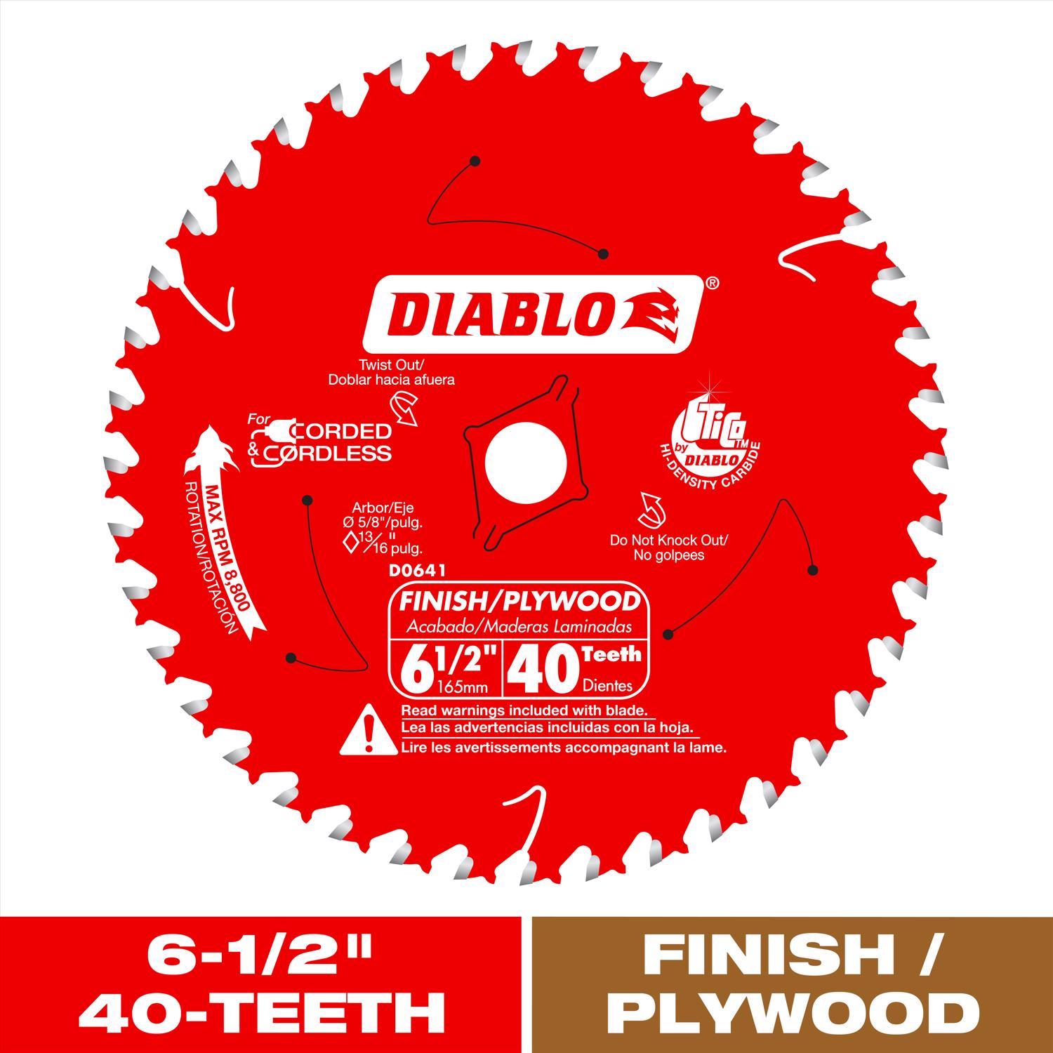 Diablo 6-1/2 in. D X 5/8 in. TiCo Hi-Density Carbide Finishing Saw Blade 40 teeth 1 pk