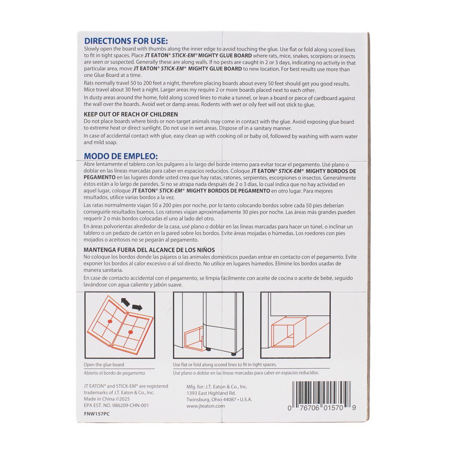 JT Eaton Stick-Em Pro Series Small Glue Board Trap For Insects/Rodents/Snakes 1 pk