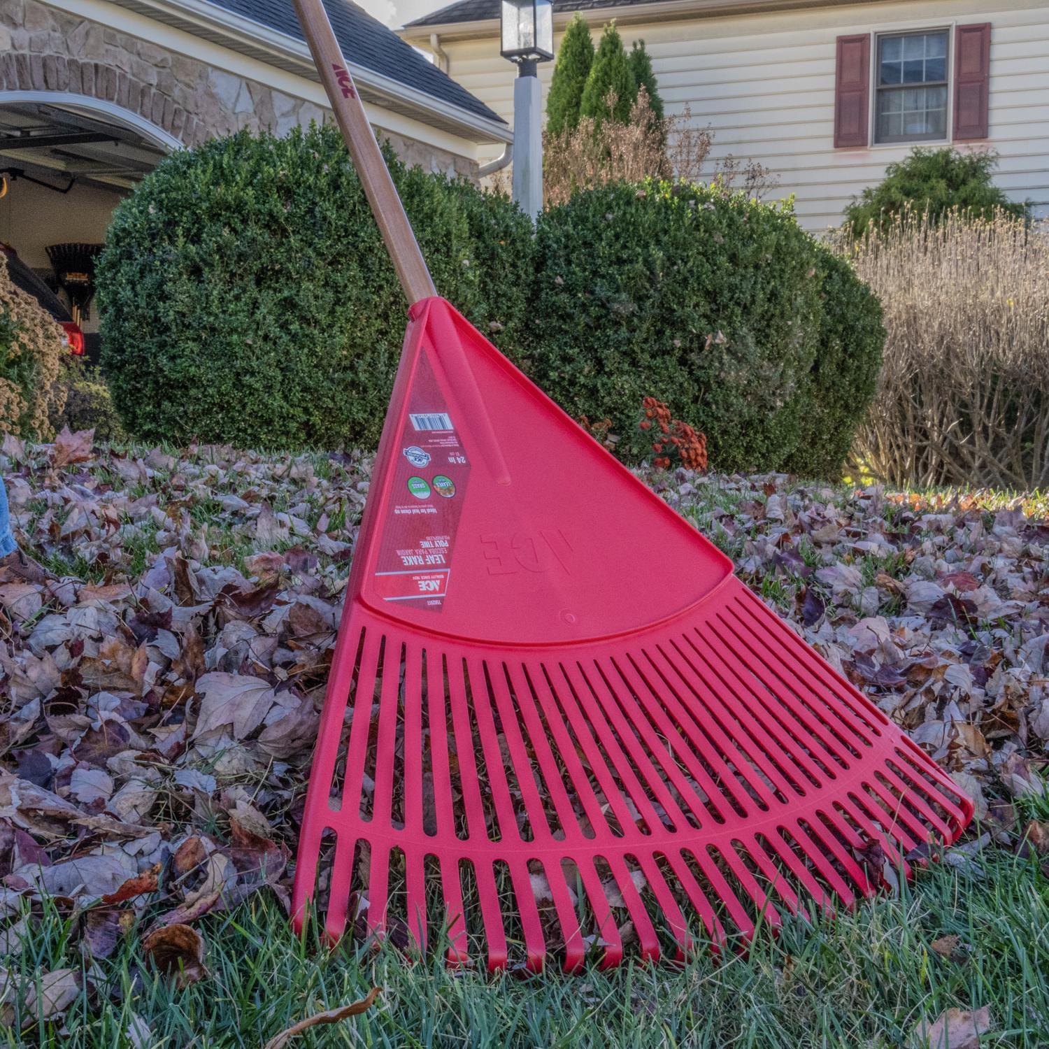 Ace 65 in. 26 Tine Poly Leaf Rake Wood Handle