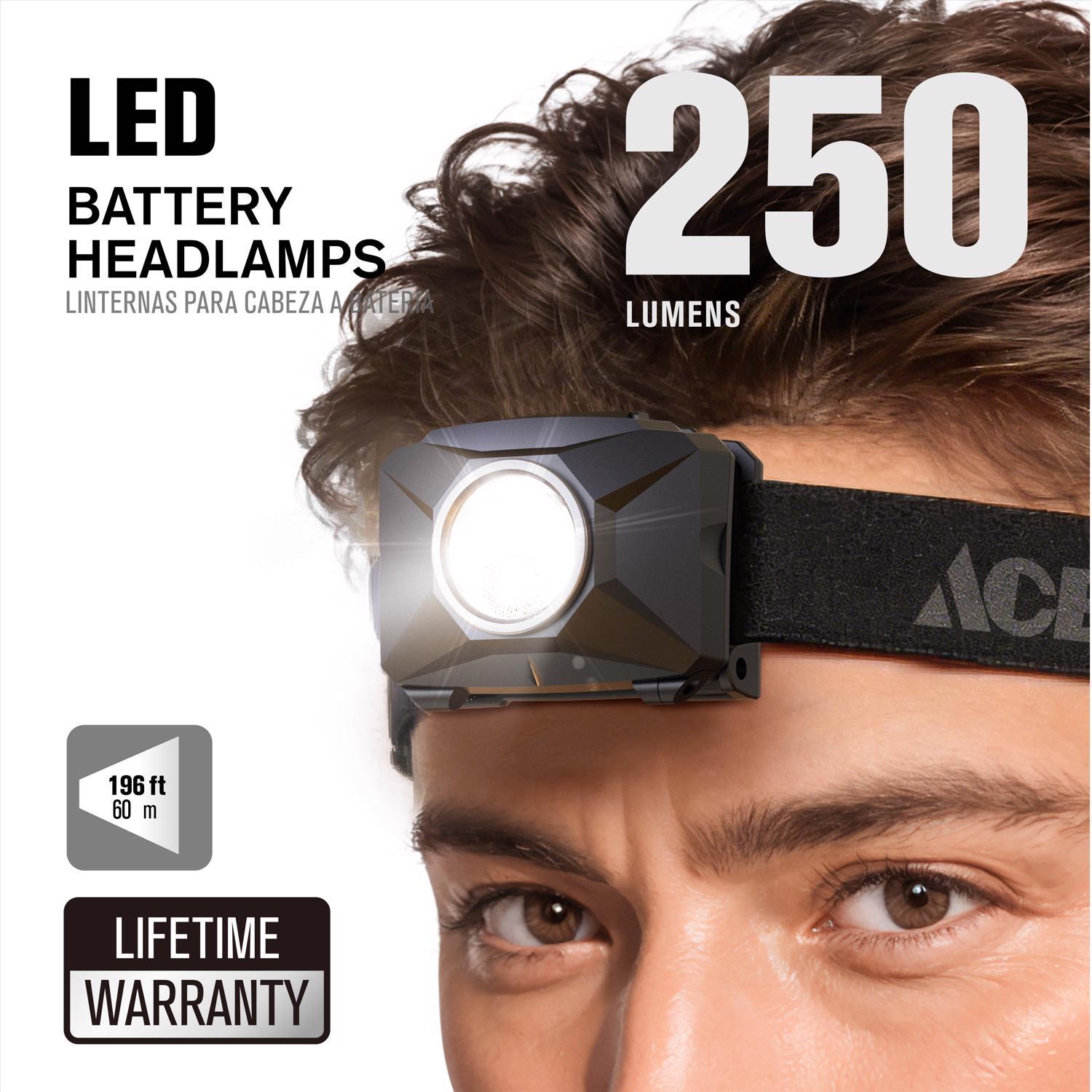 Ace 250 lm Black LED Head Lamp AAA Battery