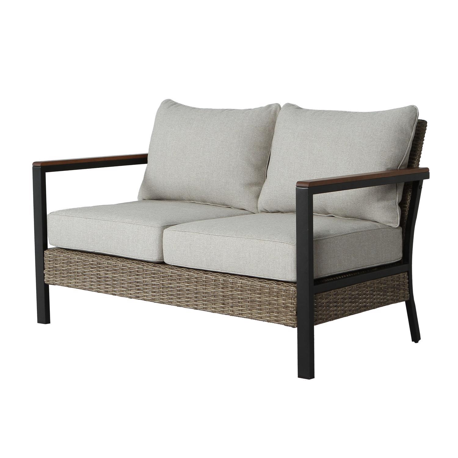 Living Accents Rhett 4 pc Black Steel Contemporary Patio Set Tan