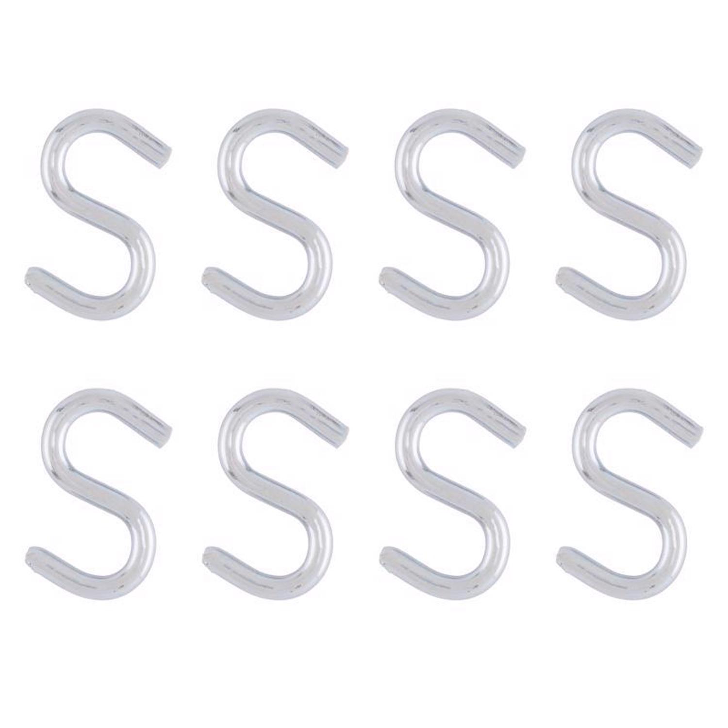 Ace Small Zinc-Plated Silver Steel 0.75 in. L S-Hook 15 lb 8 pk