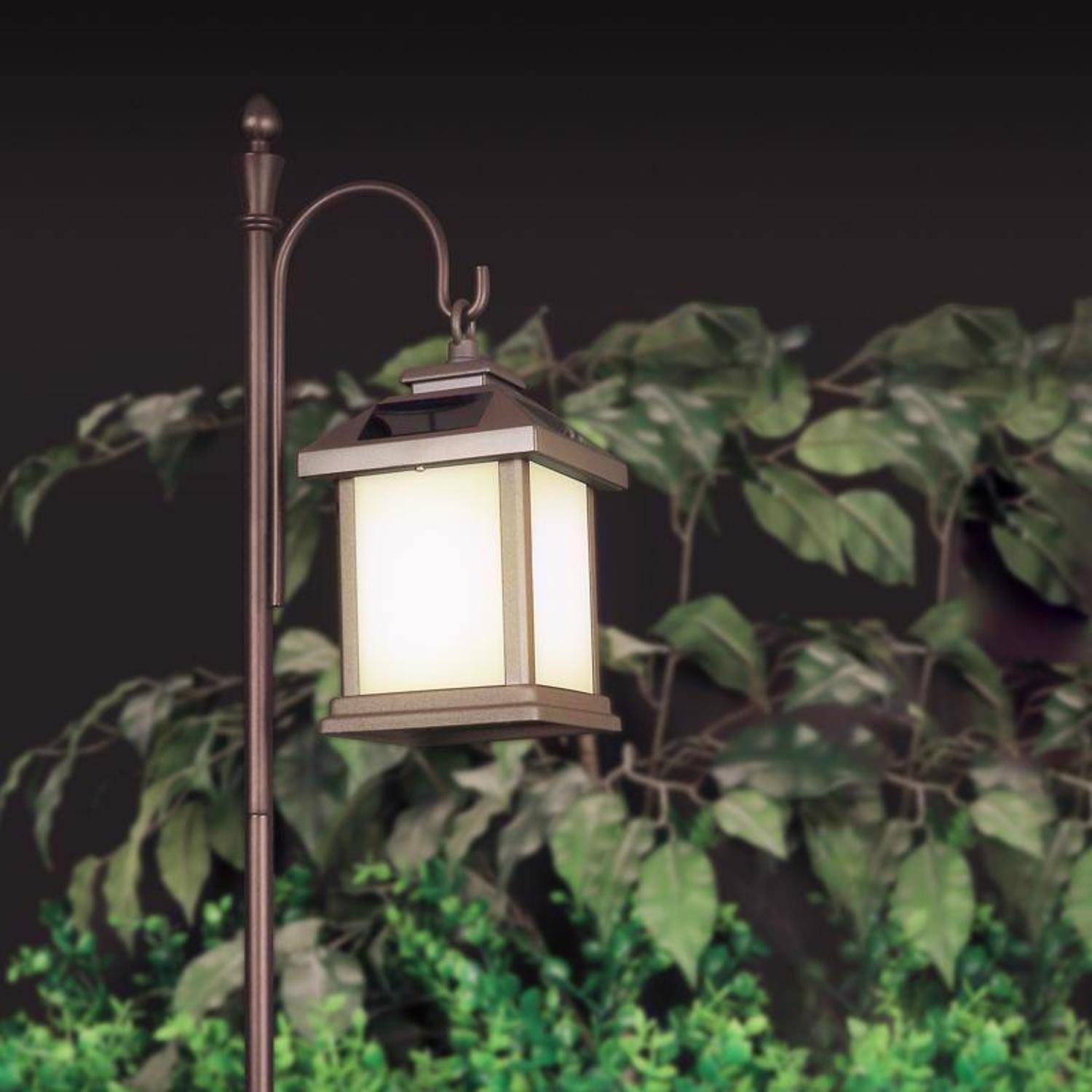Feit OneSync 4 in. Solar Power Metal Square Bronze Hanging Pathway Light