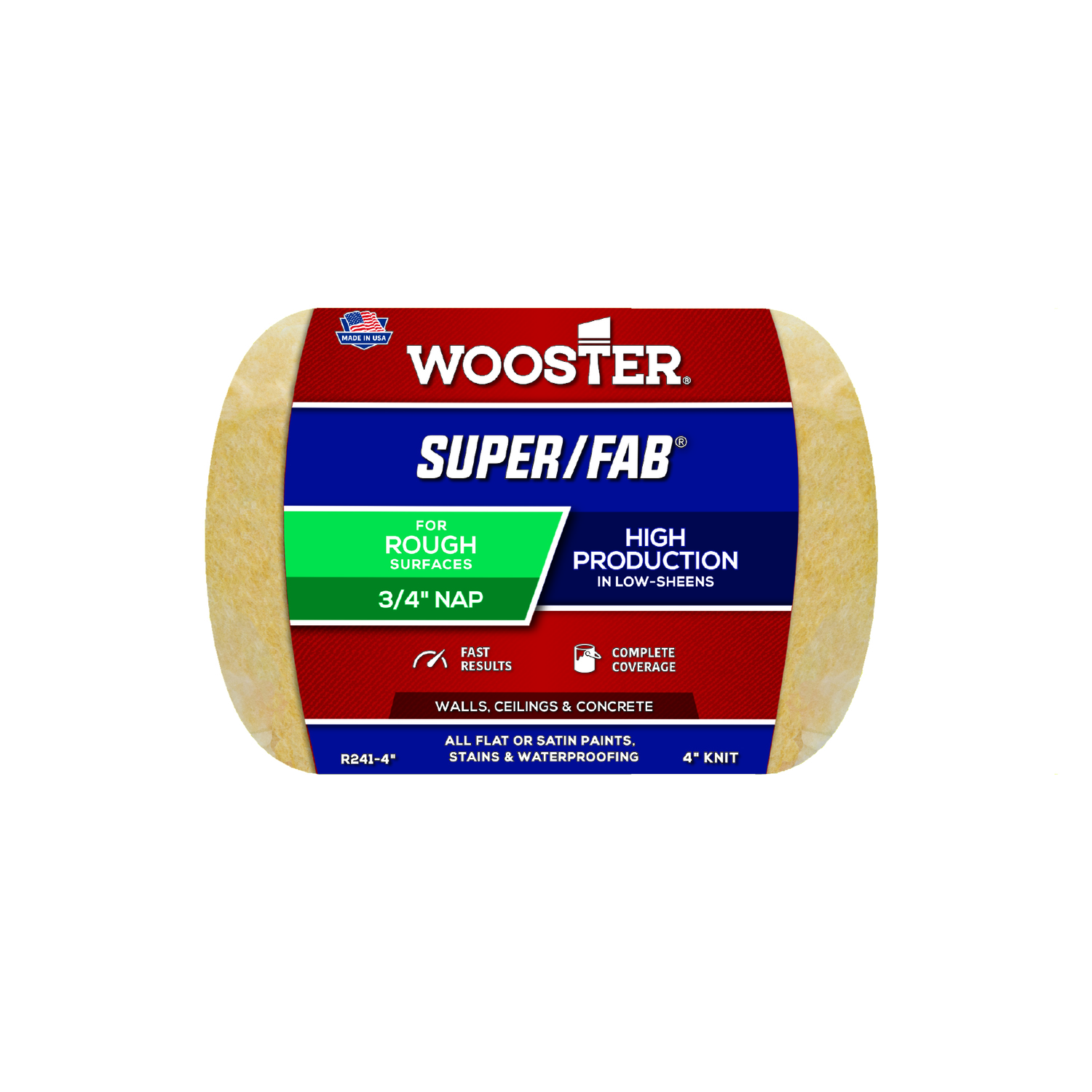 Wooster Super/Fab Fabric 4 in. W X 3/4 in. Regular Paint Roller Cover 1 pk