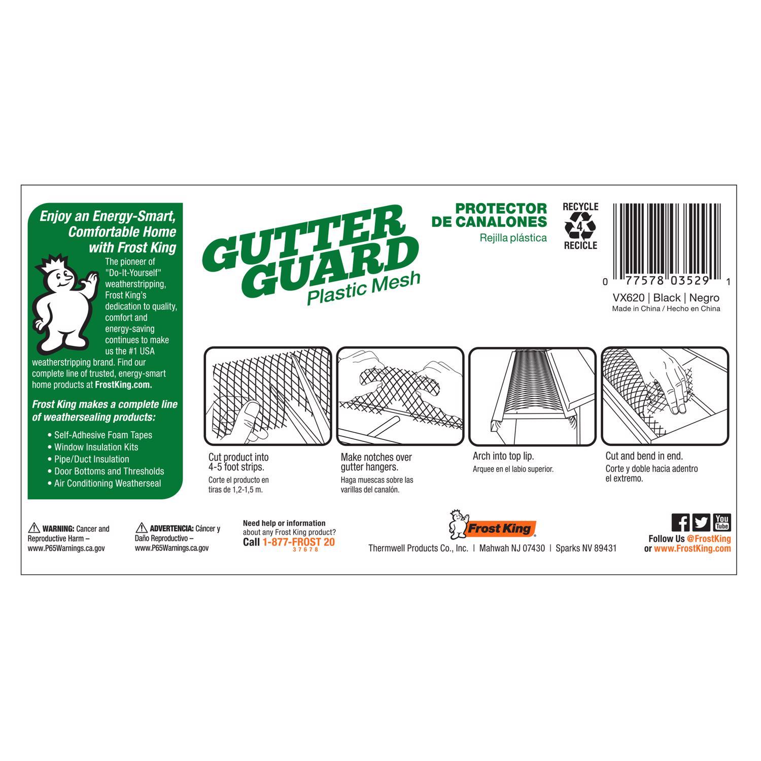 Frost King 6 in. W X 20 ft. L Black Plastic Gutter Guard 1 pk