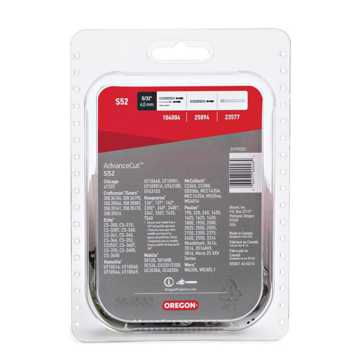 Oregon AdvanceCut S52 14 in. Chainsaw Chain 52 links