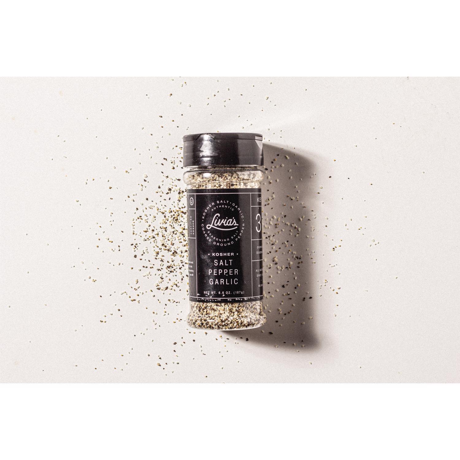 Livia's Kosher Salt, Pepper, and Garlic Seasoning Salt 6.6 oz