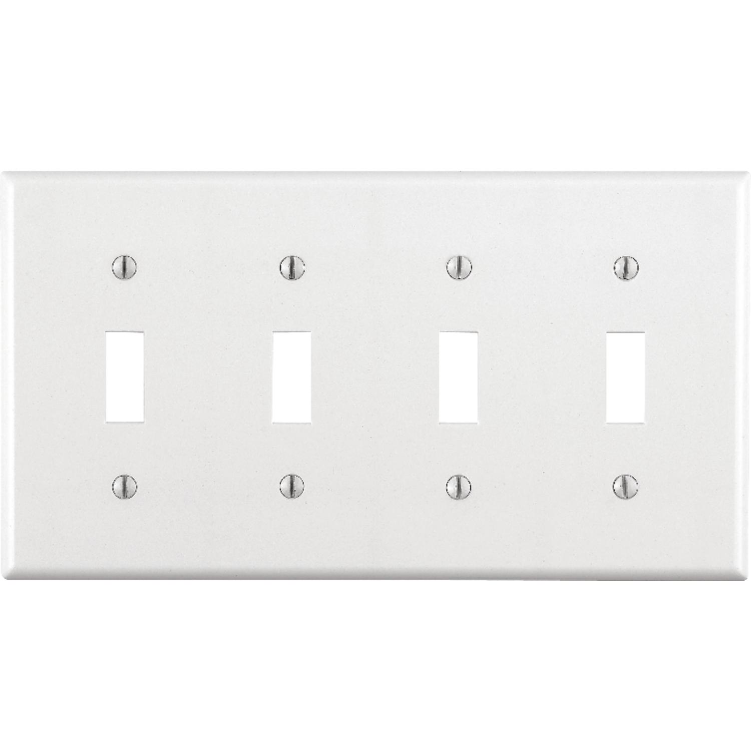 Leviton White 4 gang Thermoset Plastic Toggle Wall Plate 1 pk