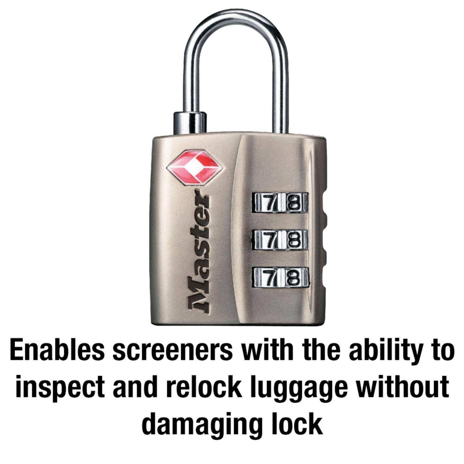 Master Lock 1-5/16 in. H X 3/8 in. W X 1-3/16 in. L Metal 3-Dial Combination Luggage Lock