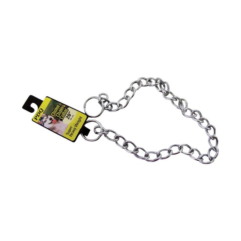 PDQ Silver Chain Steel Dog Collar Large/X-Large
