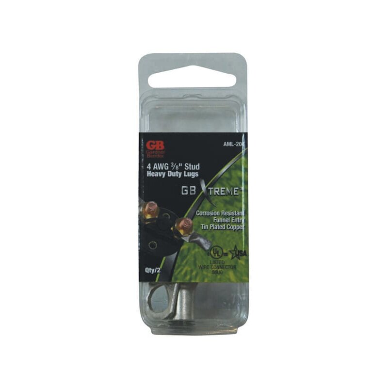Gardner Bender Xtreme 4 Ga. Insulated Wire Electrical Lug Silver 2 pk