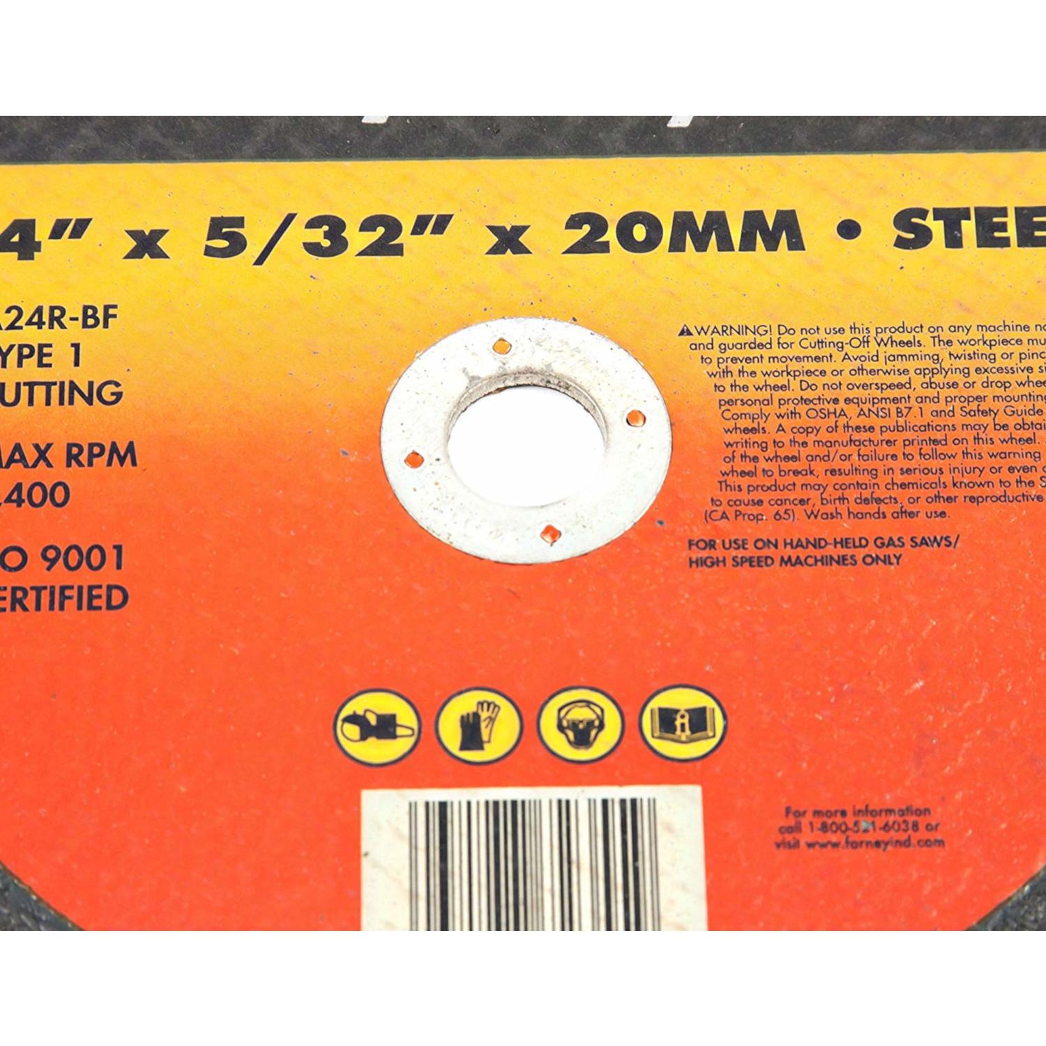 Forney 14 in. D X 20 mm X 5/32 in. thick Aluminum Oxide Metal Cutting Wheel 1 pc