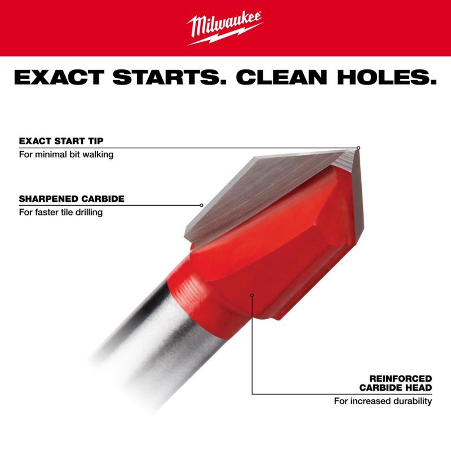 Milwaukee 5/16 in. X 2.25 in. L Carbide Tipped Glass/Tile Drill Bit 3-Flat Shank 1 pc