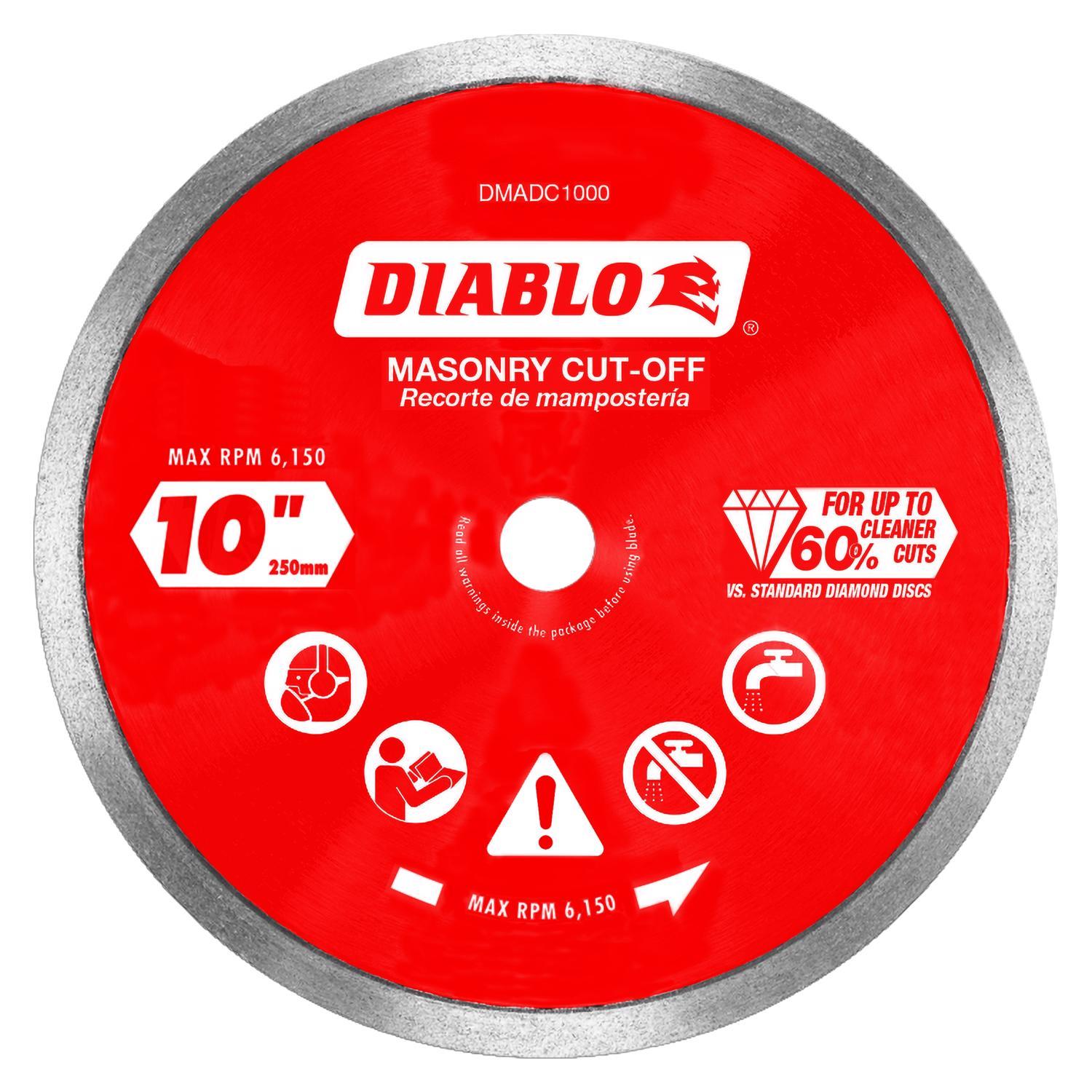 Diablo 10 in. D X 5/8 in. Diamond Continuous Rim Masonry Cut-Off Disc 1 pk