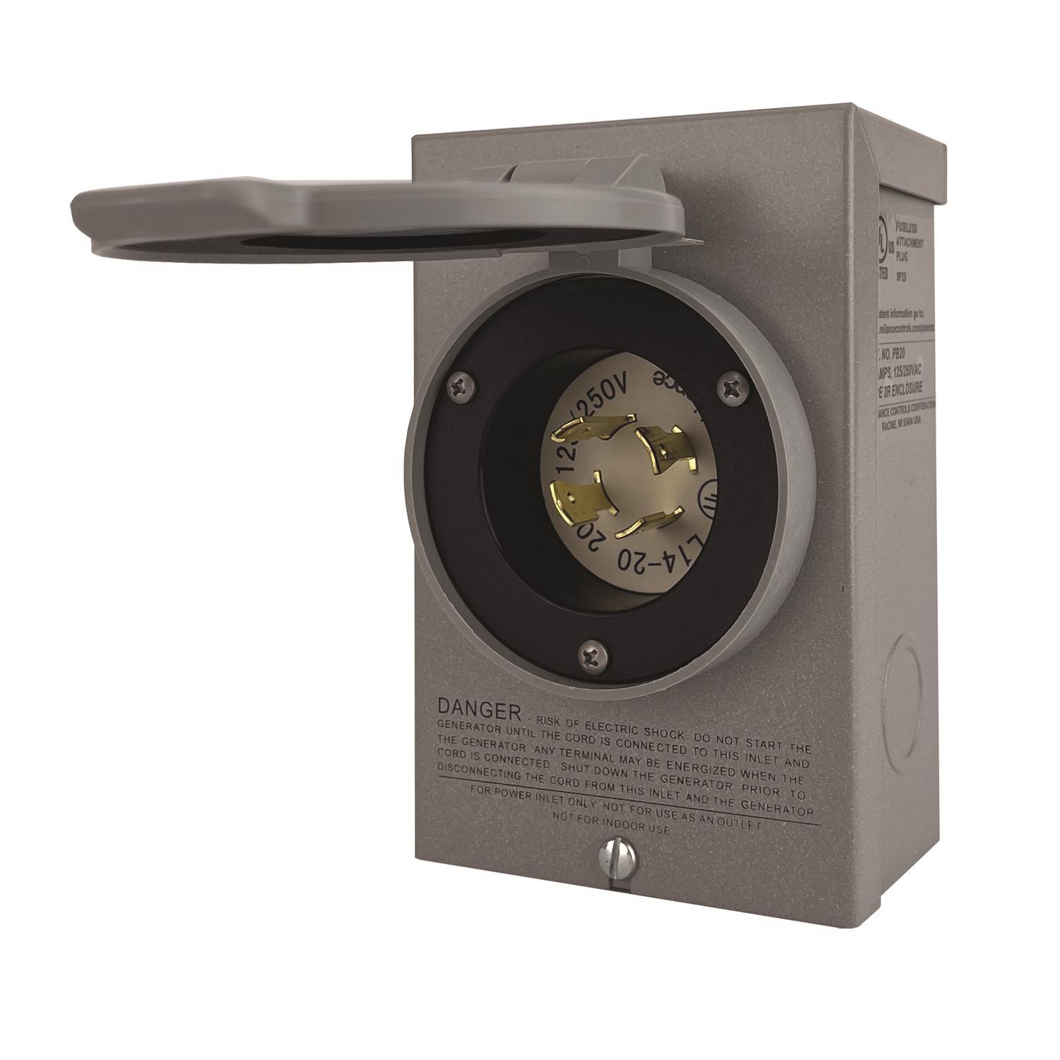 Reliance Controls 20 amps 125/250 V 1 space 4 circuits Surface Mount Power Inlet Box