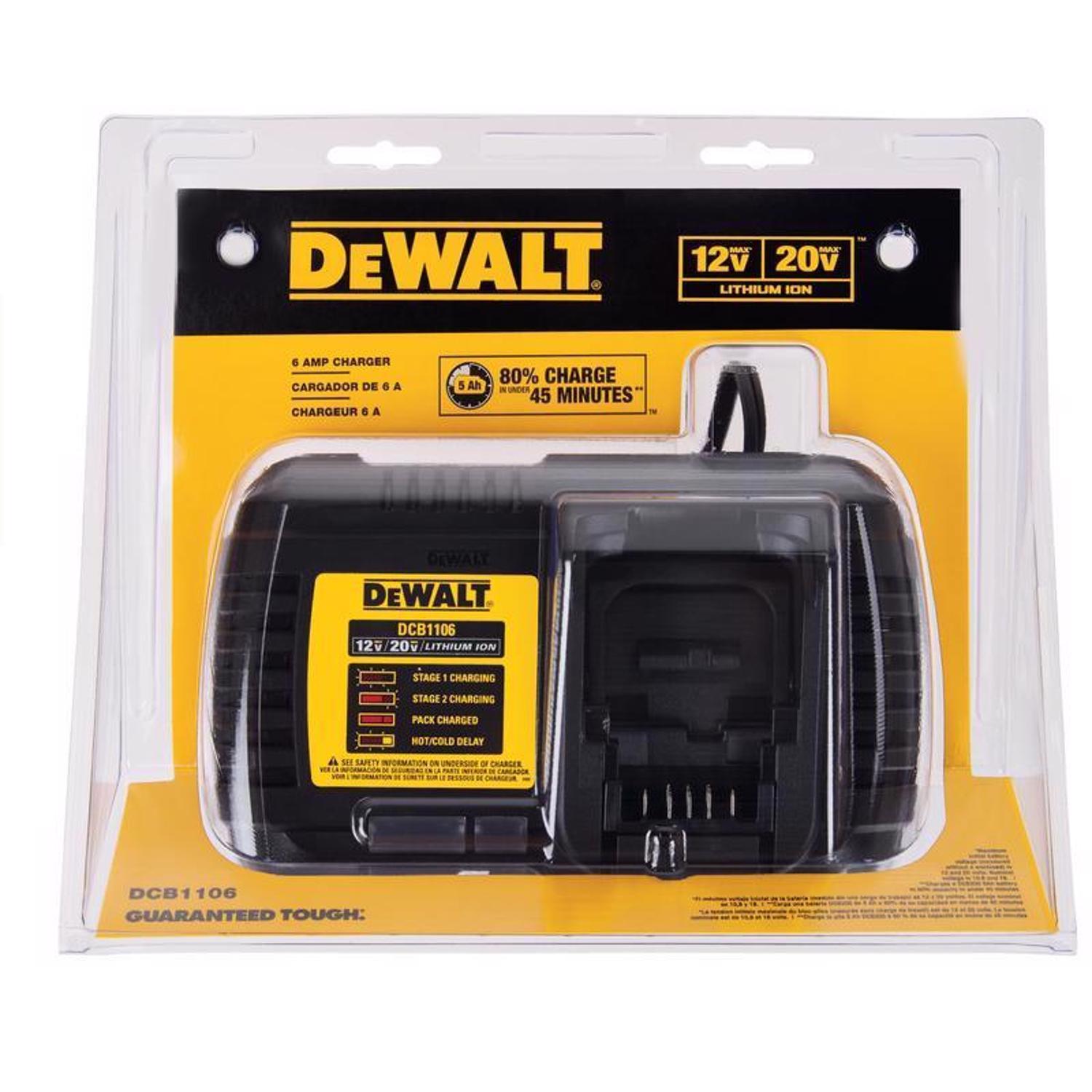 DeWalt 20V MAX DCB1106 20 V Lithium-Ion 6 Amp Battery Charger 1 pc