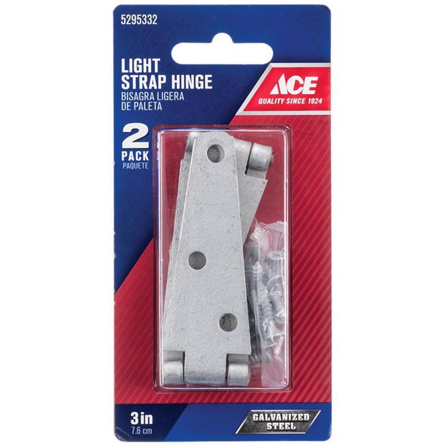 Ace 3 in. L Galvanized Light Duty Strap Hinge 2 pk