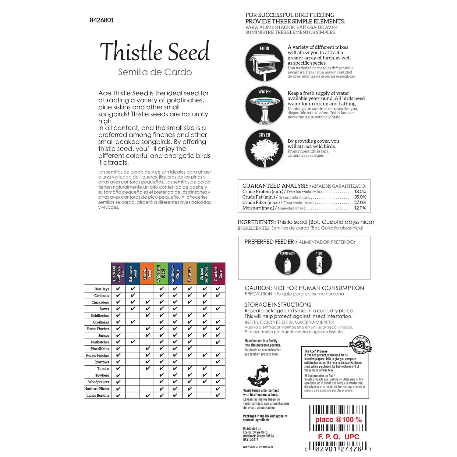 Ace Songbird Thistle Seed Wild Bird Food 3 lb