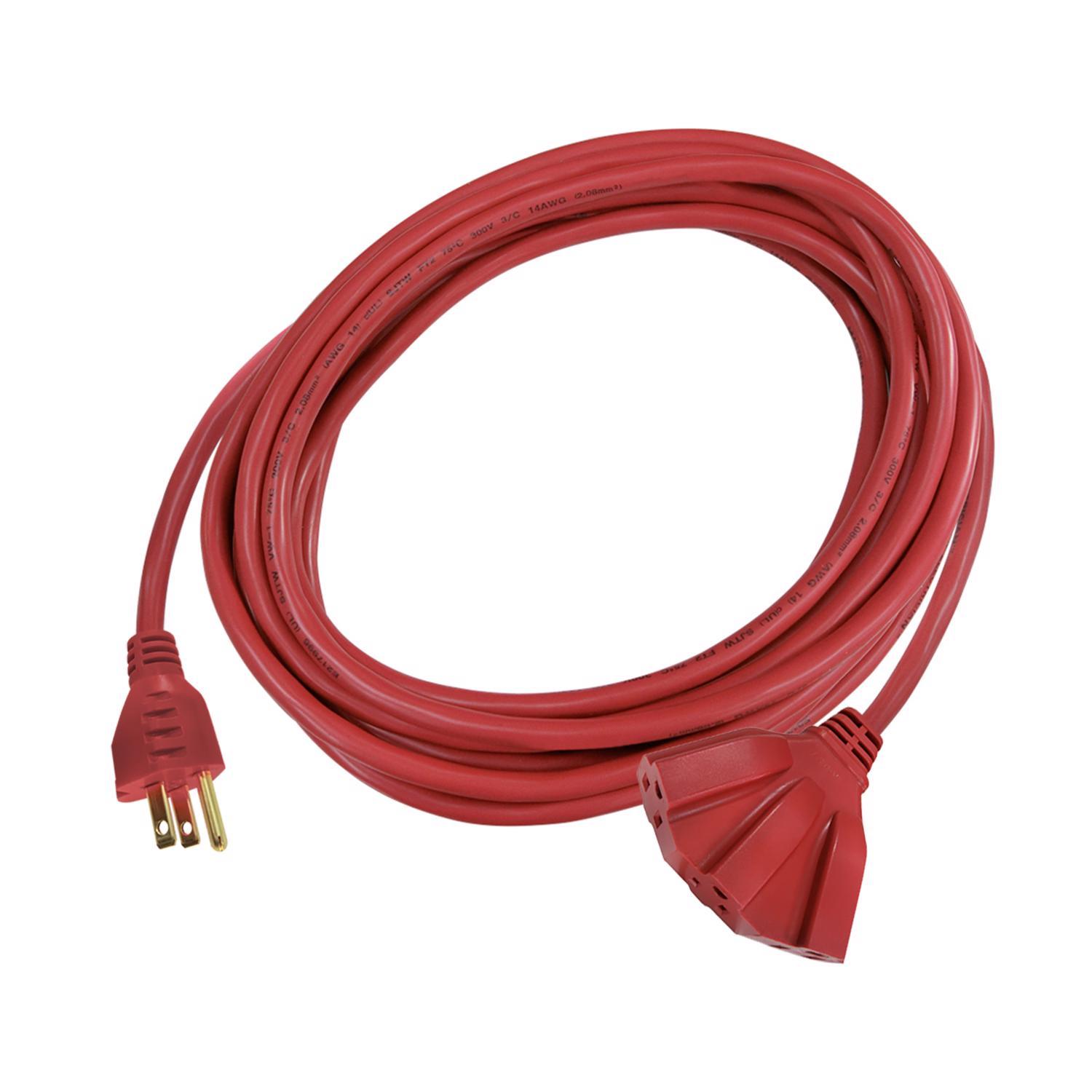 Ace Indoor or Outdoor 25 ft. L Red Triple Outlet Cord 14/3 SJTW