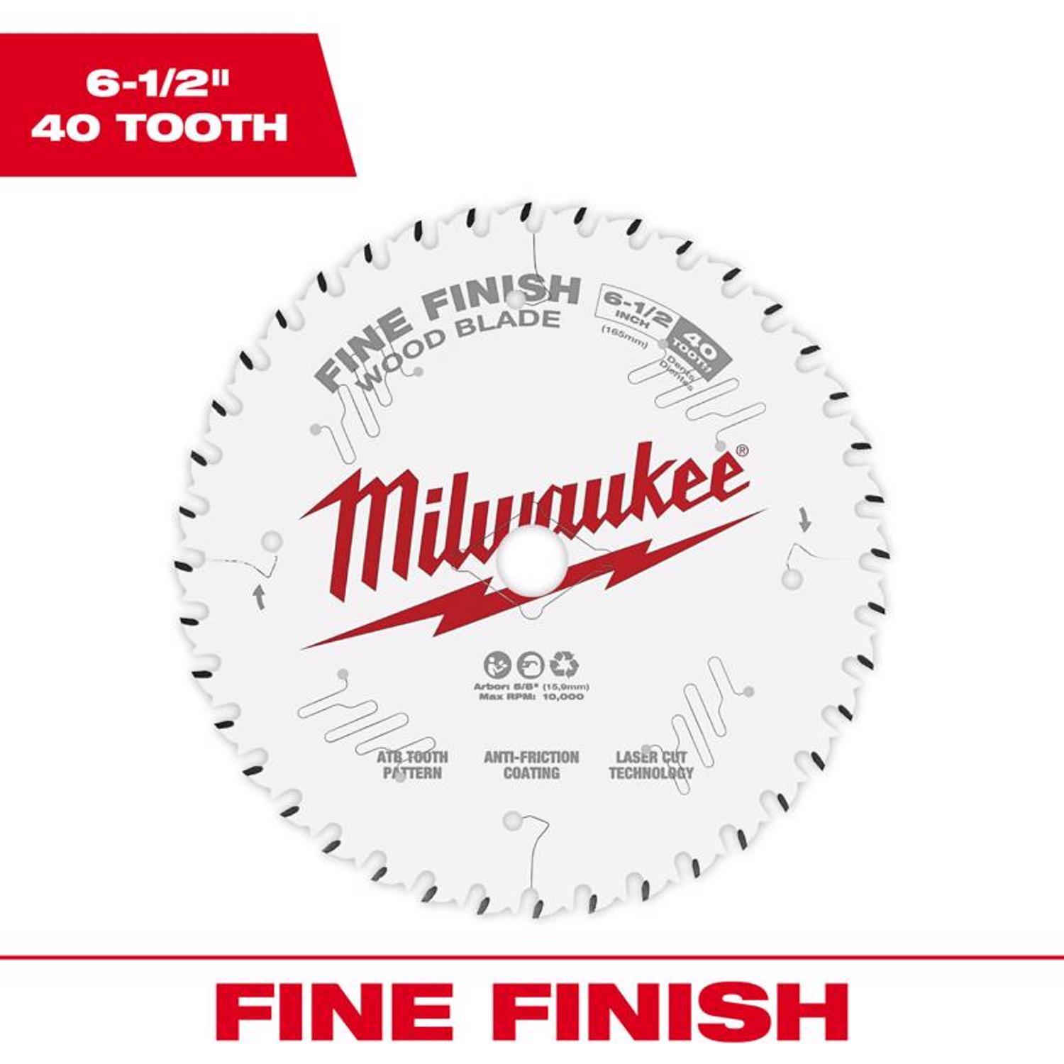 Milwaukee 6-1/2 in. D X 5/8 in. Fine Finish Tungsten Carbide Circular Saw Blade 40 teeth 1 pc