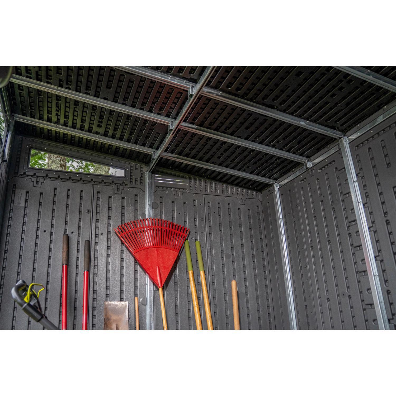 Suncast Modernist Barn Door 10 ft. x 7 ft. Resin Horizontal Barn Storage Shed with Floor Kit