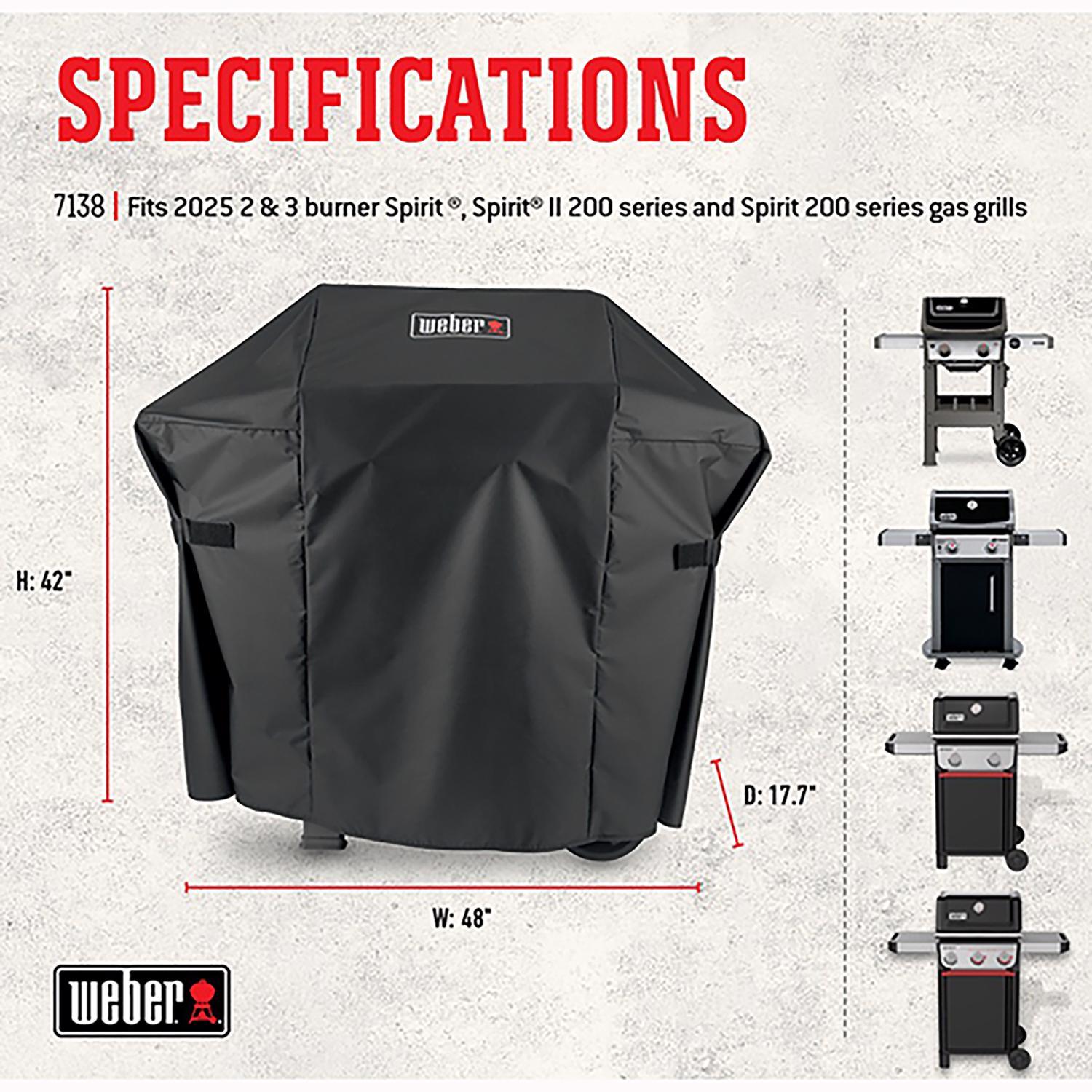 Weber Spirit 200 & Spirit II 200 Series Black Grill Cover