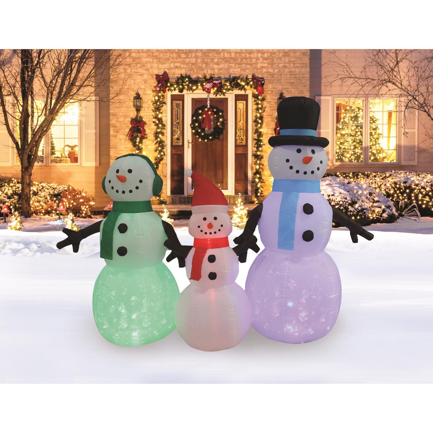 A Holiday Company LED Multi Snowman family 6 ft. Inflatable