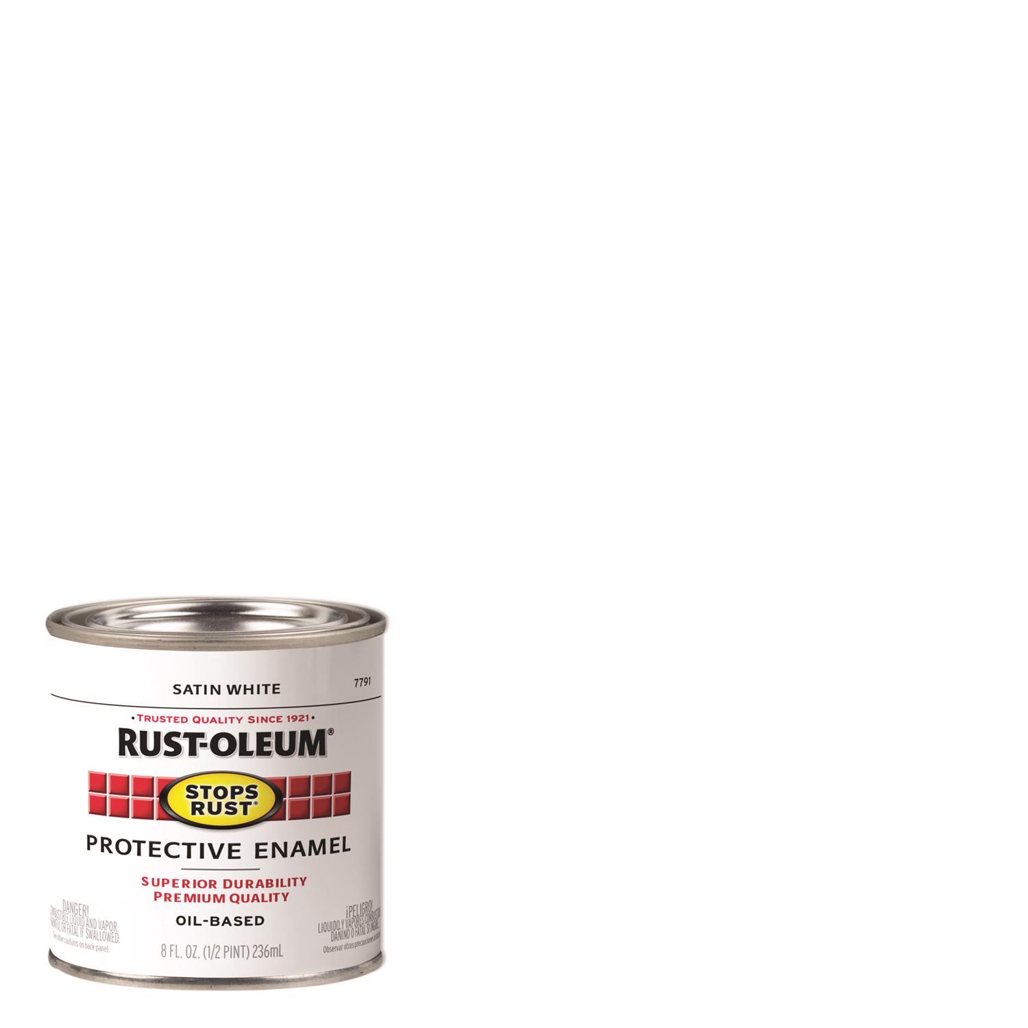 Rust-Oleum Stops Rust Indoor and Outdoor Satin White Oil-Based Protective Paint 0.5 pt