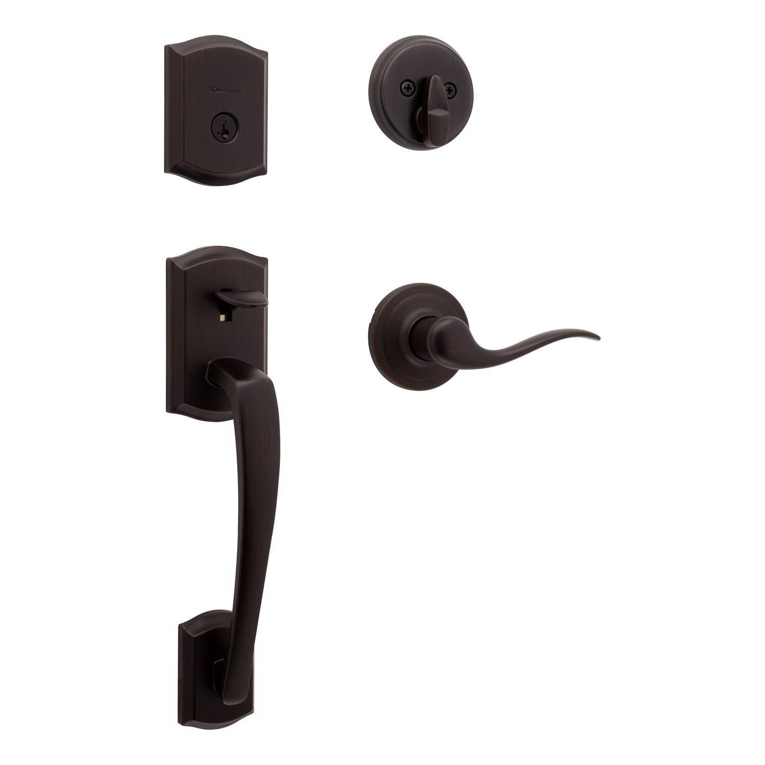 Kwikset Prescott Venetian Bronze Entry Handleset 1-3/4 in.