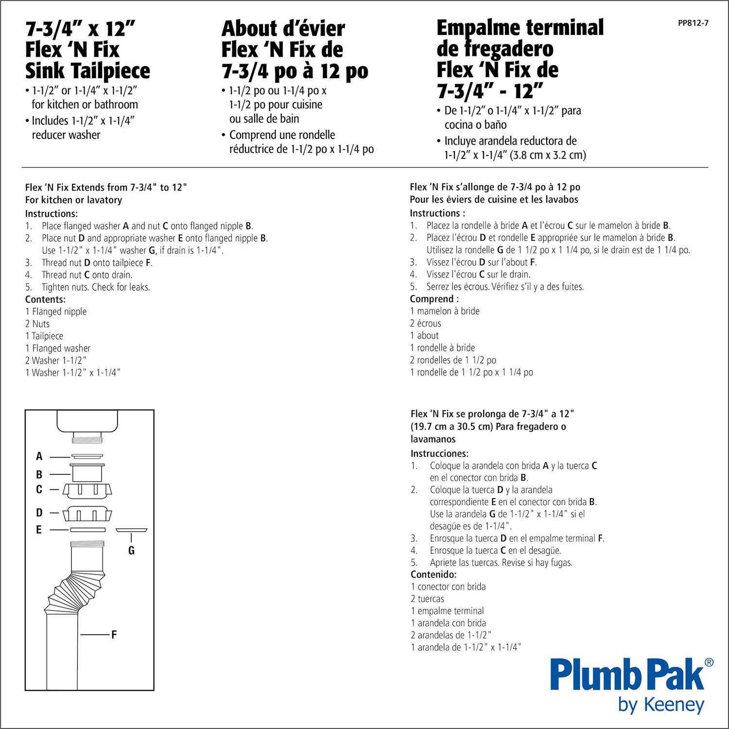 Ace 1-1/2 in. D X 11 in. L Plastic Extension Tube
