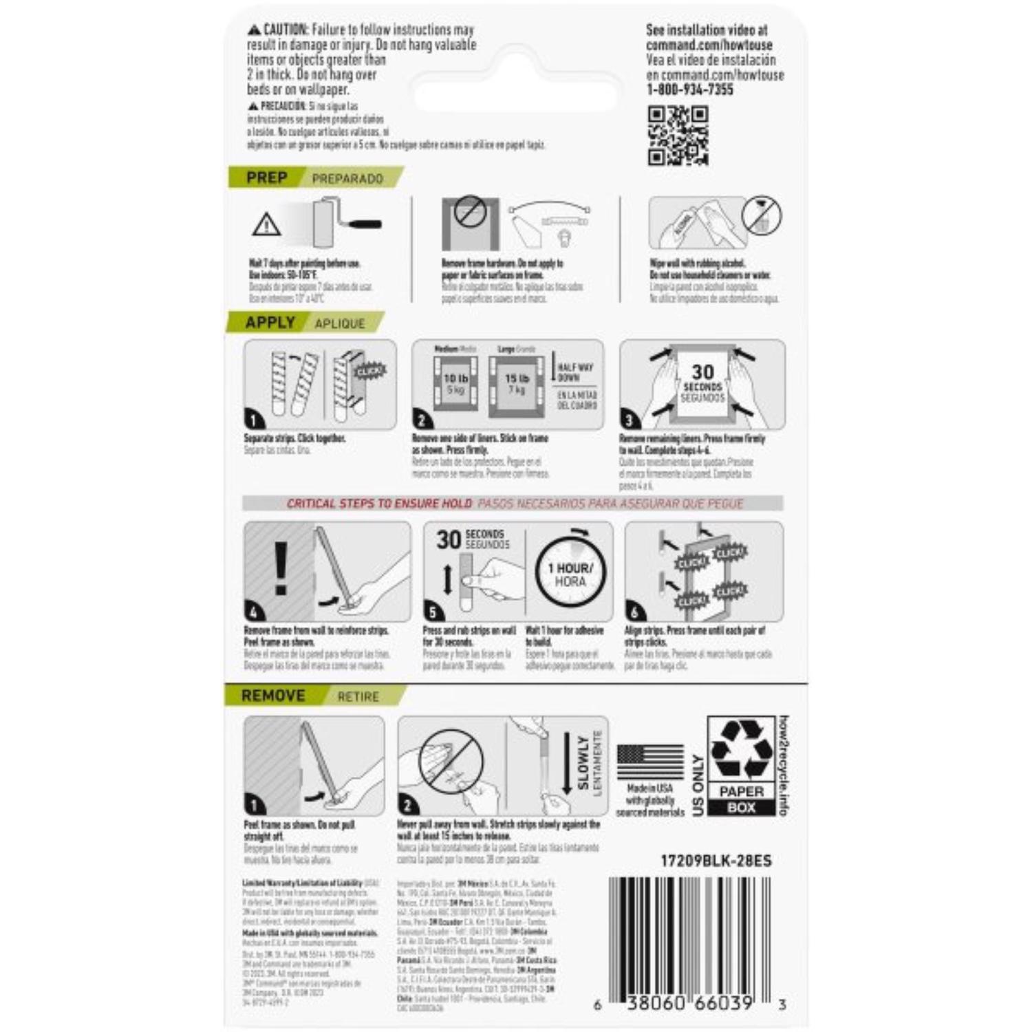3M Command White Picture Hanging Strips 16 lb 8 pk