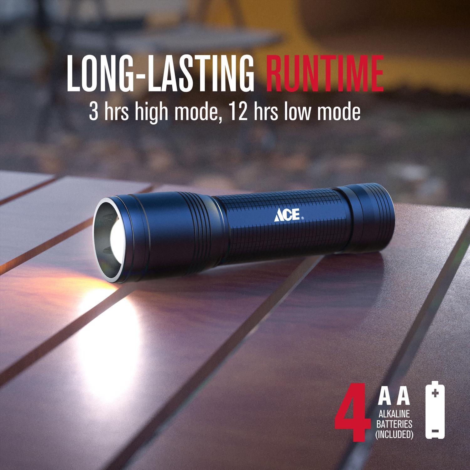 Ace Black LED Flashlight AA Battery