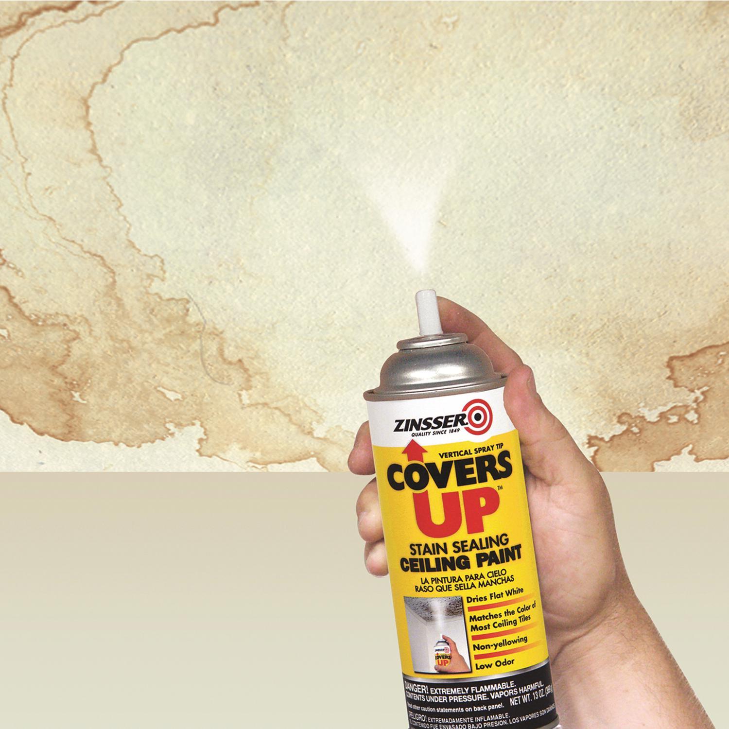 Zinsser Covers Up White Flat Solvent-Based Acrylic Ceiling Paint and Spray Primer 13 oz
