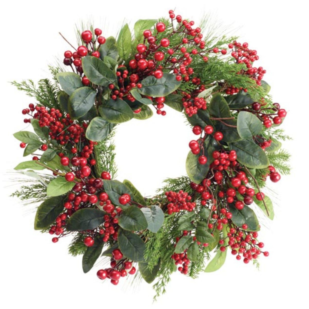 Burton and Burton Wreath 24 in. Pine Greenery and Red Berries