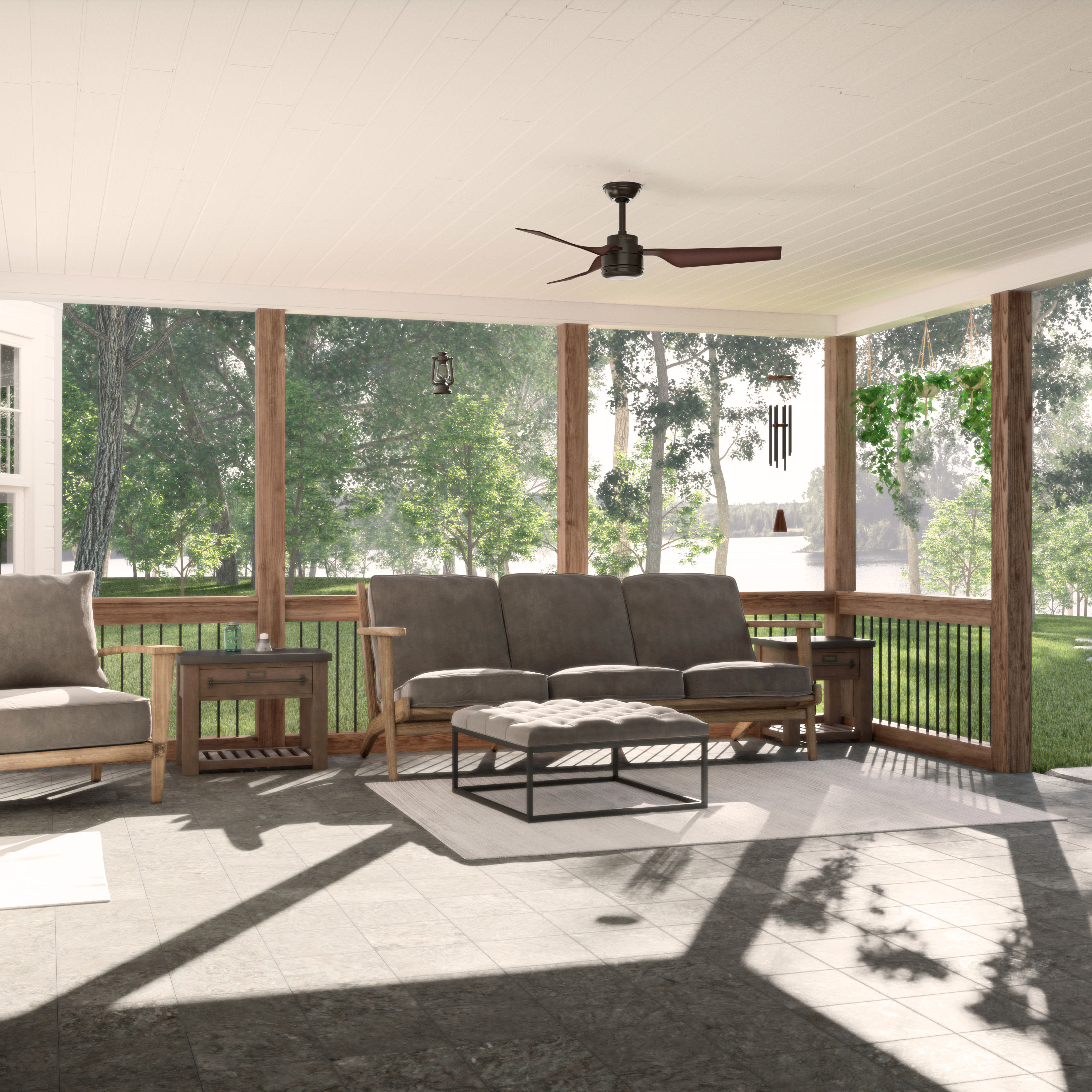 Hunter Fan Cabo Frio 52 inch New Bronze with Coffee Beech Blades Outdoor Ceiling Fan