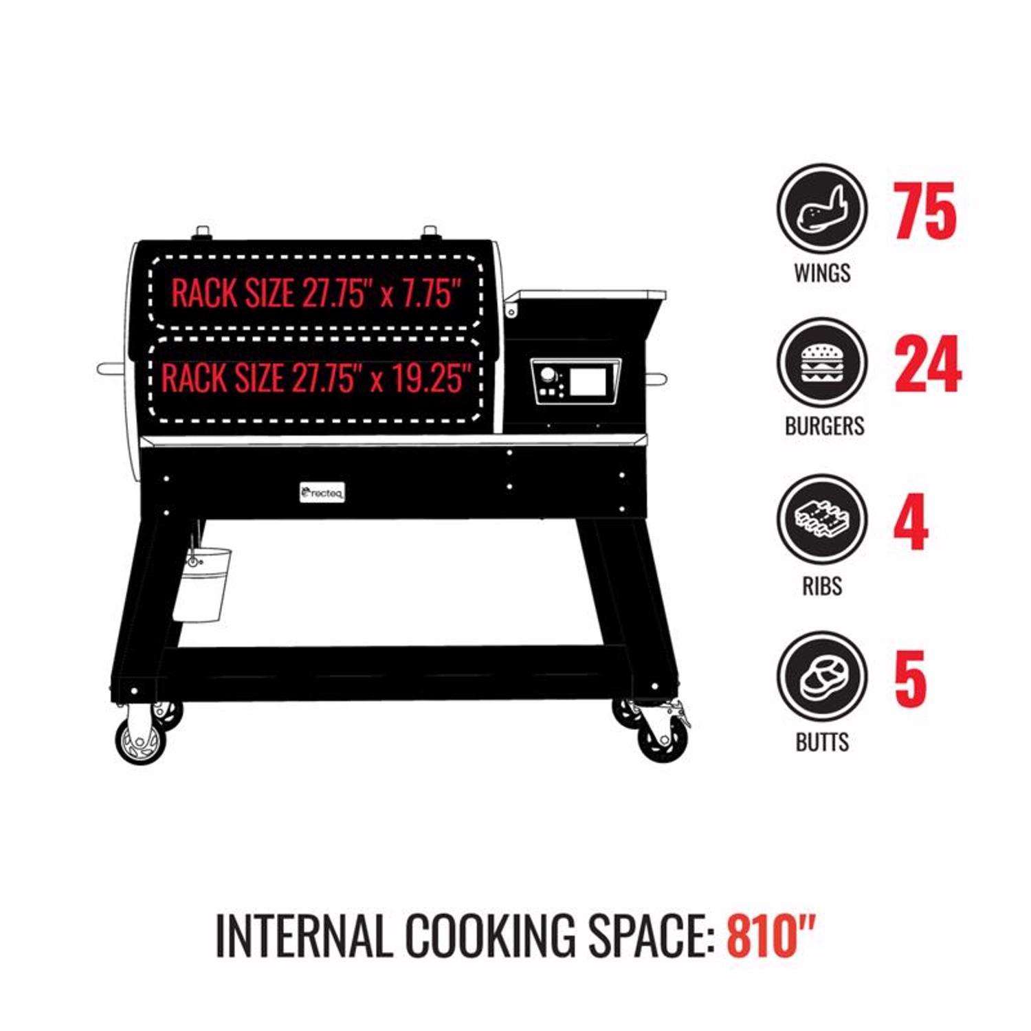 Recteq Deck Boss 800 Wood Pellet WiFi Grill and Smoker Black/Silver