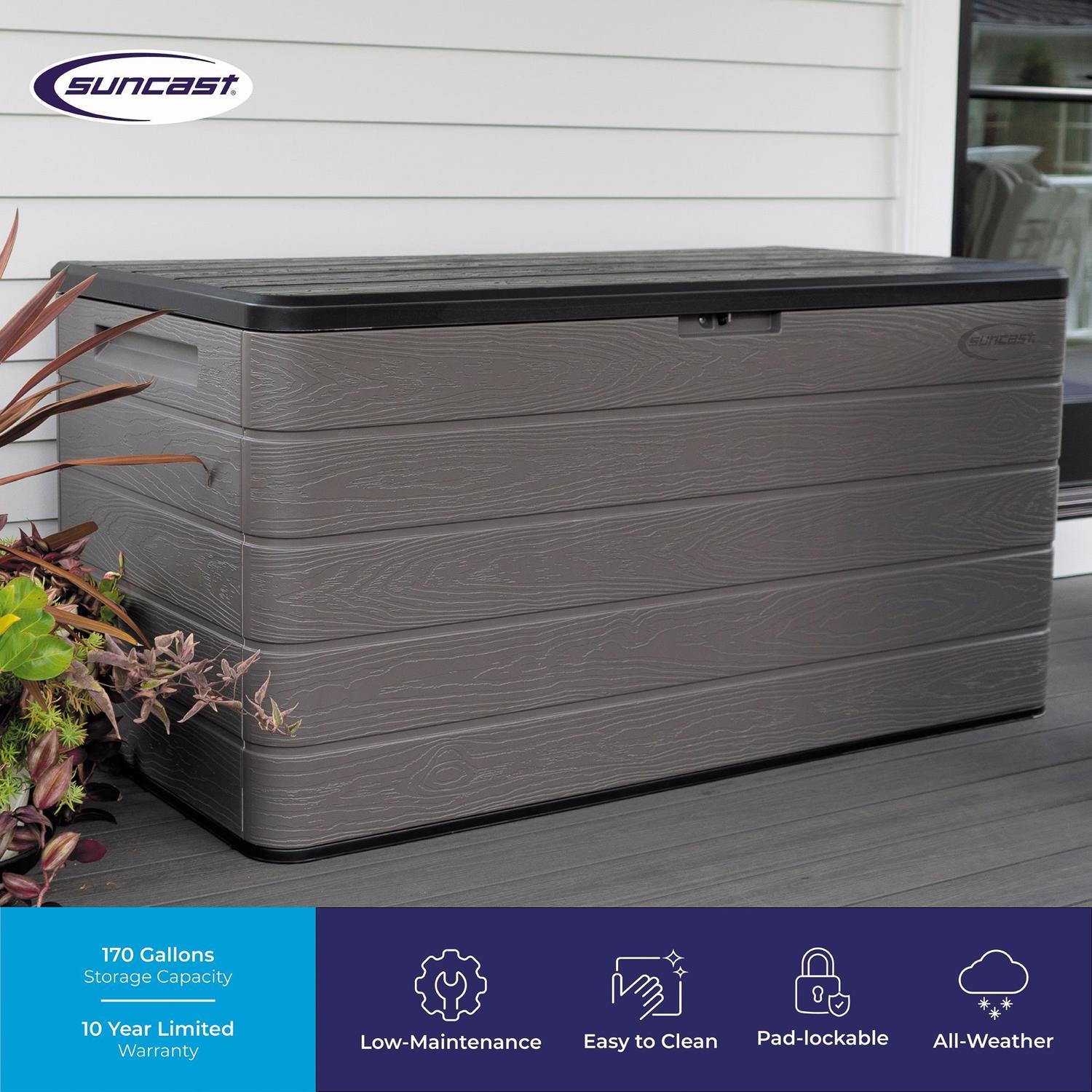 Suncast 58 in. W X 29 in. D Charcoal Plastic Deck Box 170 gal.