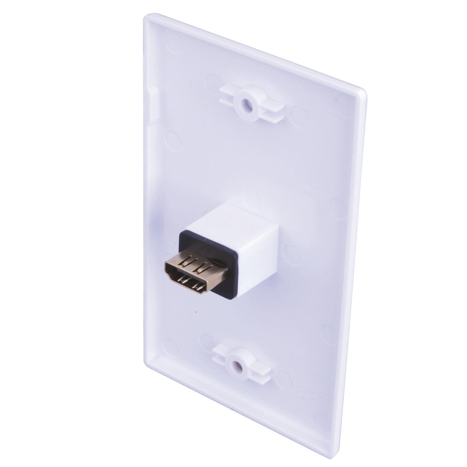 Monster Just Hook It Up White 1 gang Plastic HDMI Wall Plate 1 pk