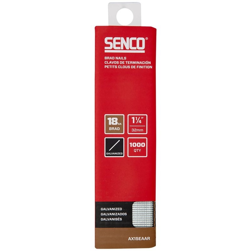 Senco Brad Nail Strip, 1-1/4 in. L, 18 ga., Galvanized/Plain, Medium Head