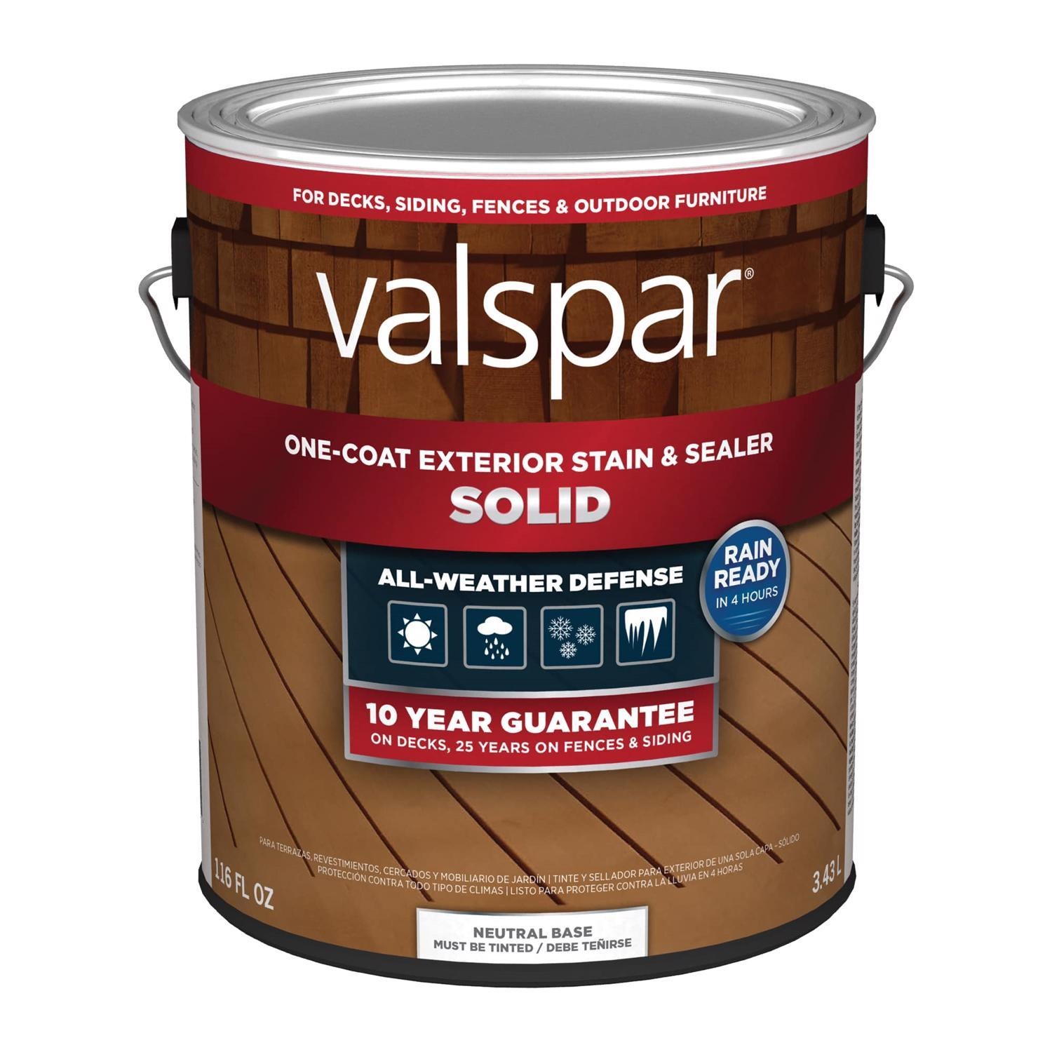 Valspar One-Coat Solid Tintable Neutral Base Stain and Sealer 1 Gallon
