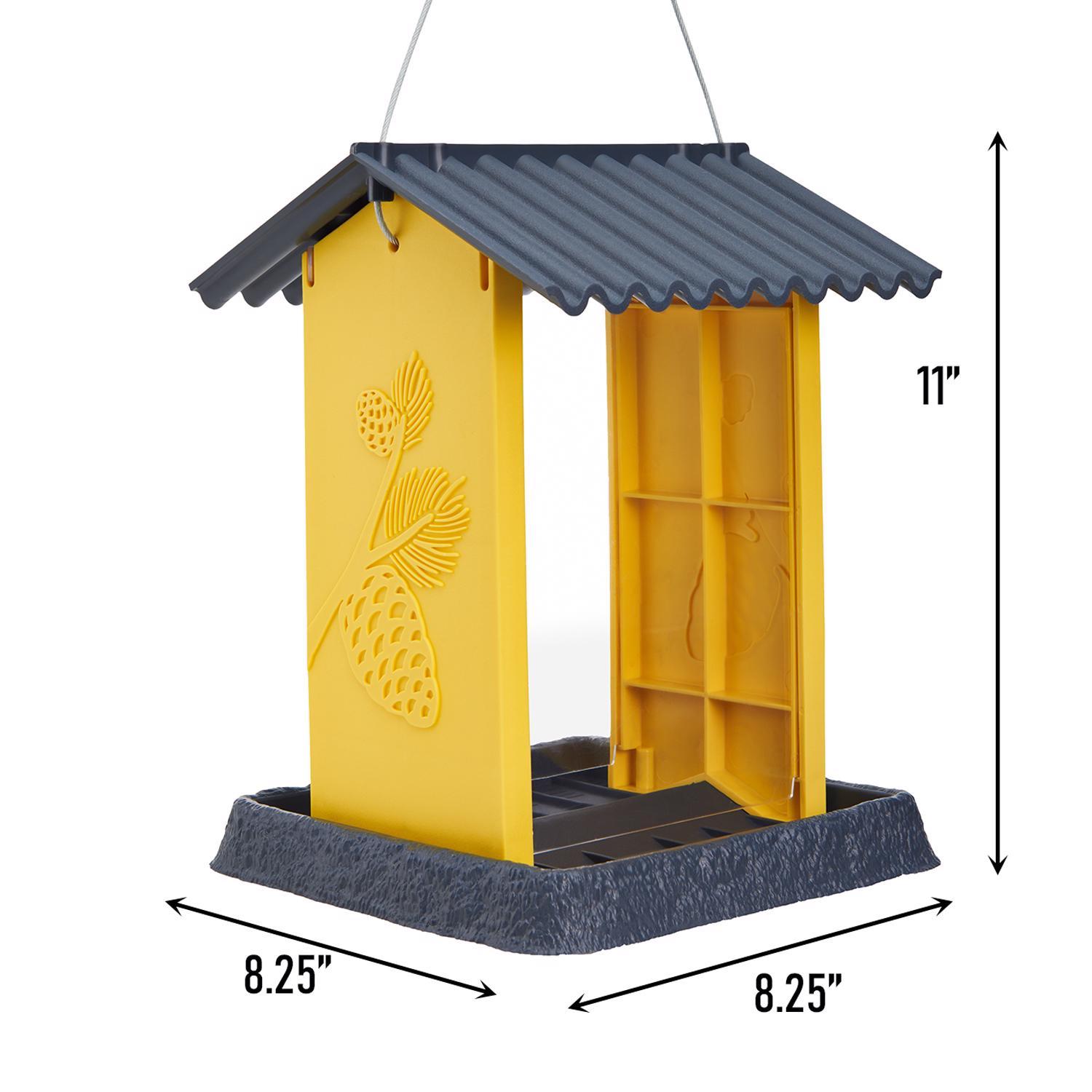 North States Village Wild Bird 4.25 lb Plastic Yellow Pinecone Hopper Bird Feeder 4 ports